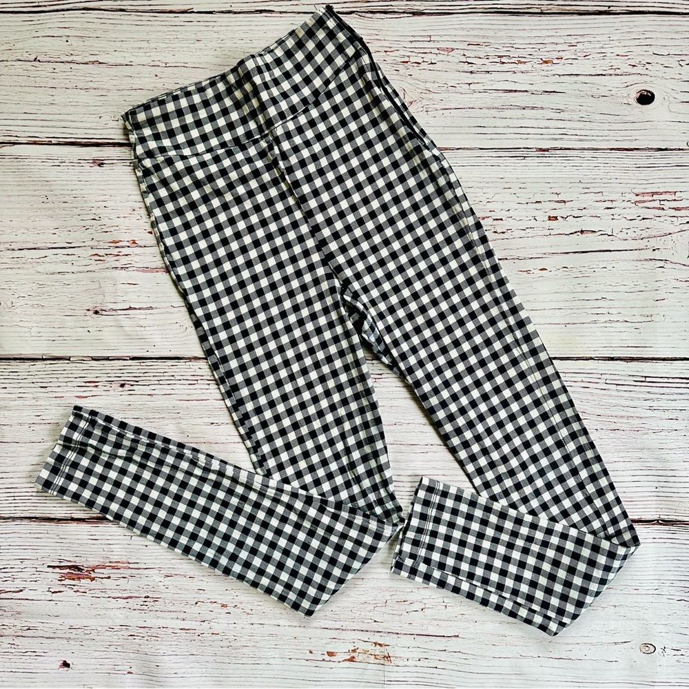 Unique Vintage Navy & White Gingham Rizzo Cigarette Pants
